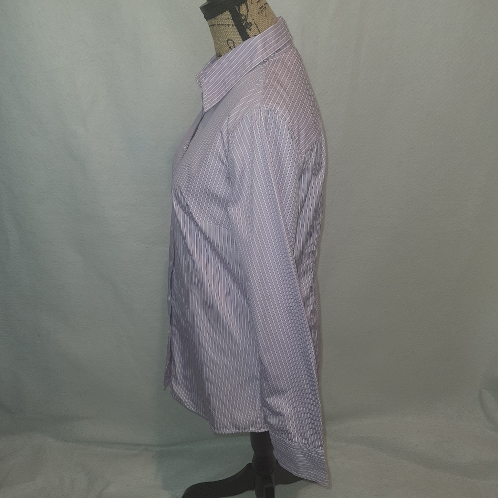 J Crew Women's Classic Cotton Long Sleeve Pinstripe Casual Shirt Violet Purple M - Picture 4 of 9